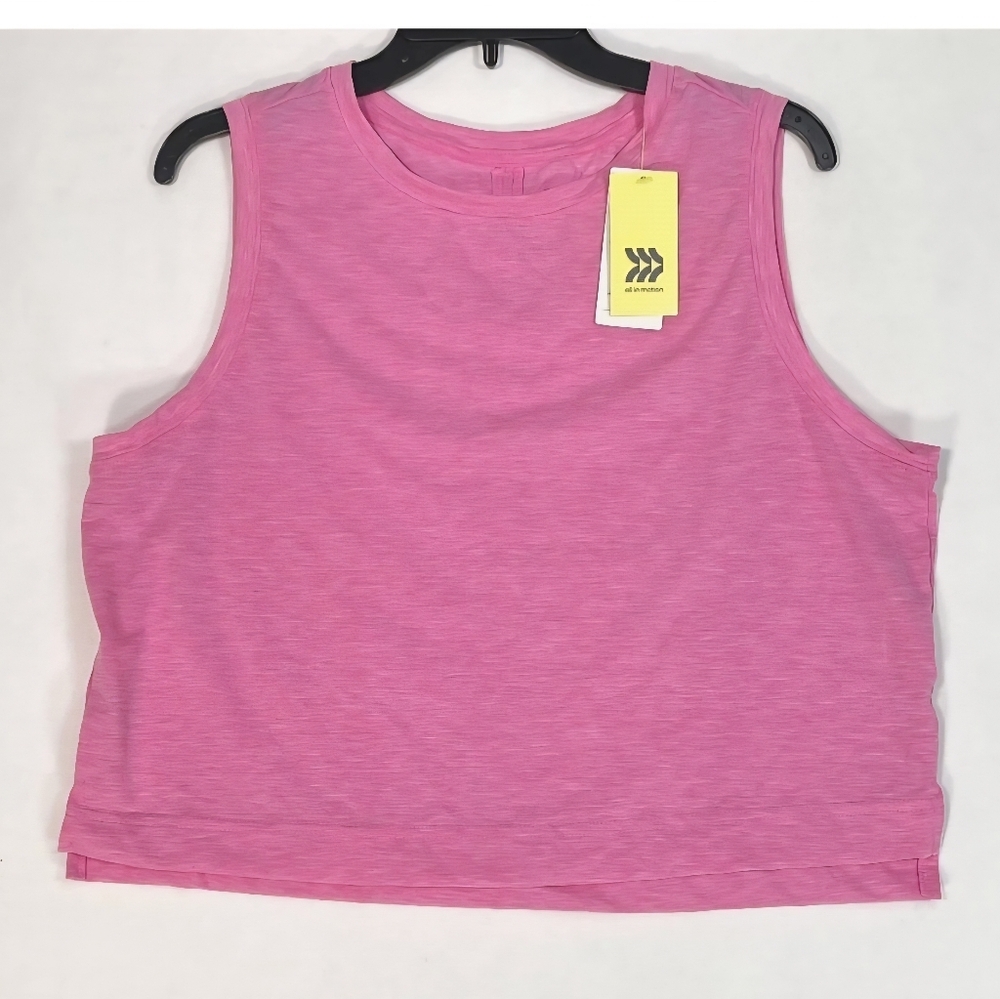 All In Motion Cropped Tank Top Womens X-smal Pink Stretch Quick Dry Lightweight